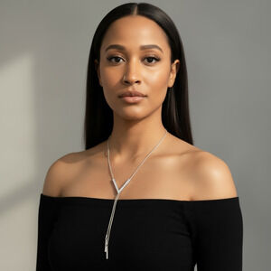 V Shape Silver Long Necklace